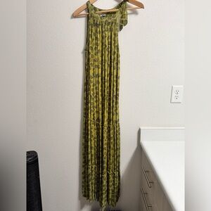 Cost Plus World Market Olive Green Floral Maxi Dress